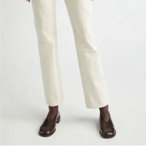 Lafayette 148 New York Reeve High Waist Ankle Straight Leg Jeans in washed Ecru - Picture 8 of 8